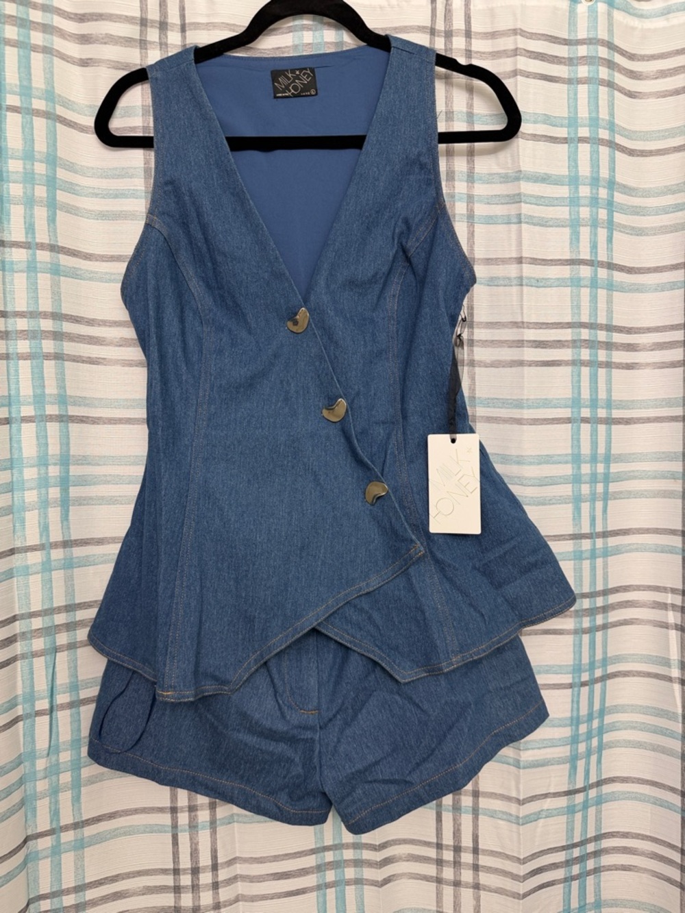 Denim Blue Sleeveless Romper Jumpsuit